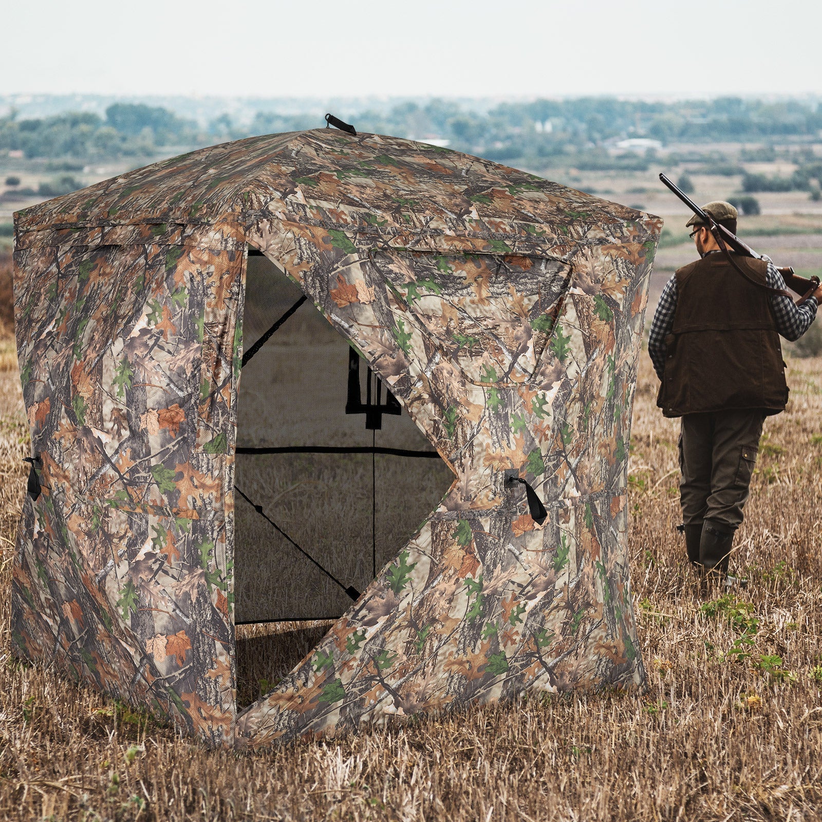 270° See Through Hunting Blind Tent with Silent Magnetic Door
