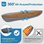 600D Kayak Cover: Upgraded Zipper Closure Waterproof Canoe Outdoor Storage Bag