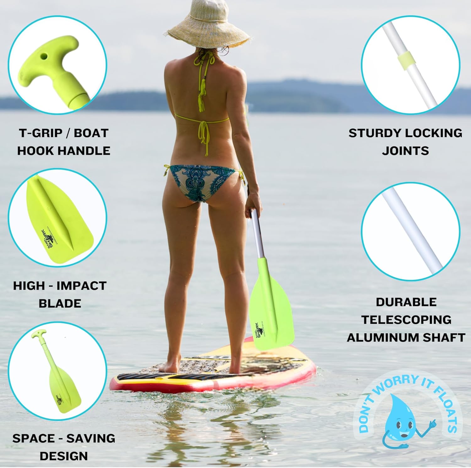 Premium Telescoping Emergency Boat Paddle- 22''-42''