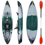 Sit-on-Top Fishing Kayak Boat With Fishing Rod Holders and Paddle-Gray