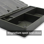 Fishing storage box, portable tackle box, magnetic compartments, fishing accessories