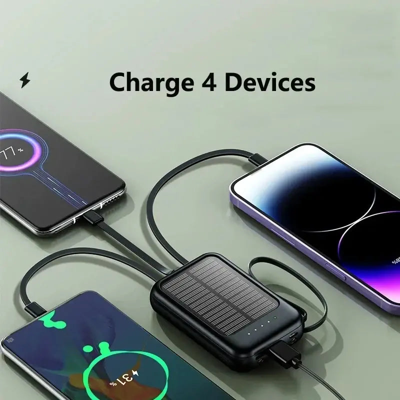 Mini solar power bank comes with a 20000mAh
