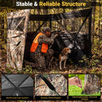 See-Through Hunting Blind Panel with Dog Door Pop up Waterflow Blind for 1-3 People