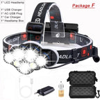 High Lumen Ultra Bright Powerful Rechargeable LED Headlamp  USB Head Lamp 7 LED Headlight Head Flashlight Waterproof Flashlight Head Torch For Outdoor Camping Cycling Running Fishing