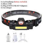 Rechargeable Waterproof Powerful LED Headlamp Portable Mini Built-in 18650 Battery Flashlight For  Portable Head Lamp Flashlight, Outdoor Lightweight Durable Headlight For Outdoor Running Camping Reading Fishing  Walking Jogging Headlight